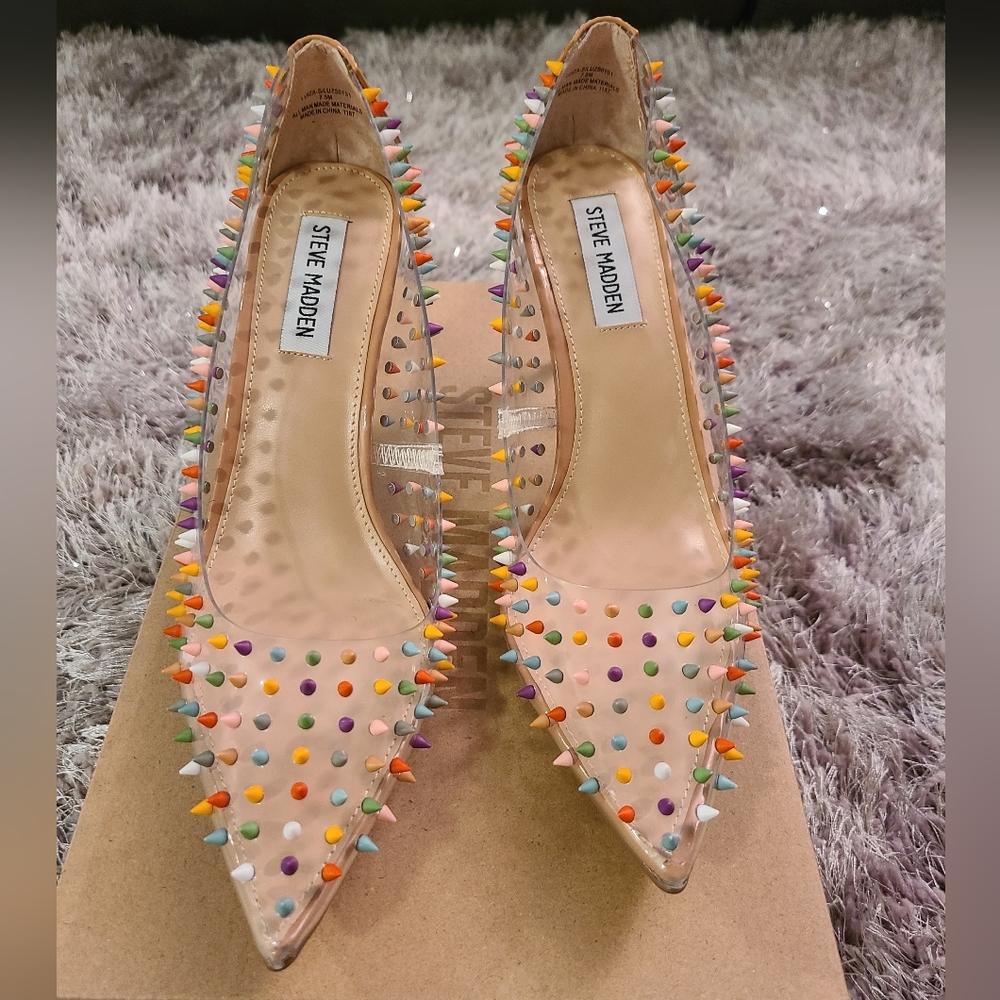 Steve Madden Luiza colorful spiked vinyl heels Size 7.5